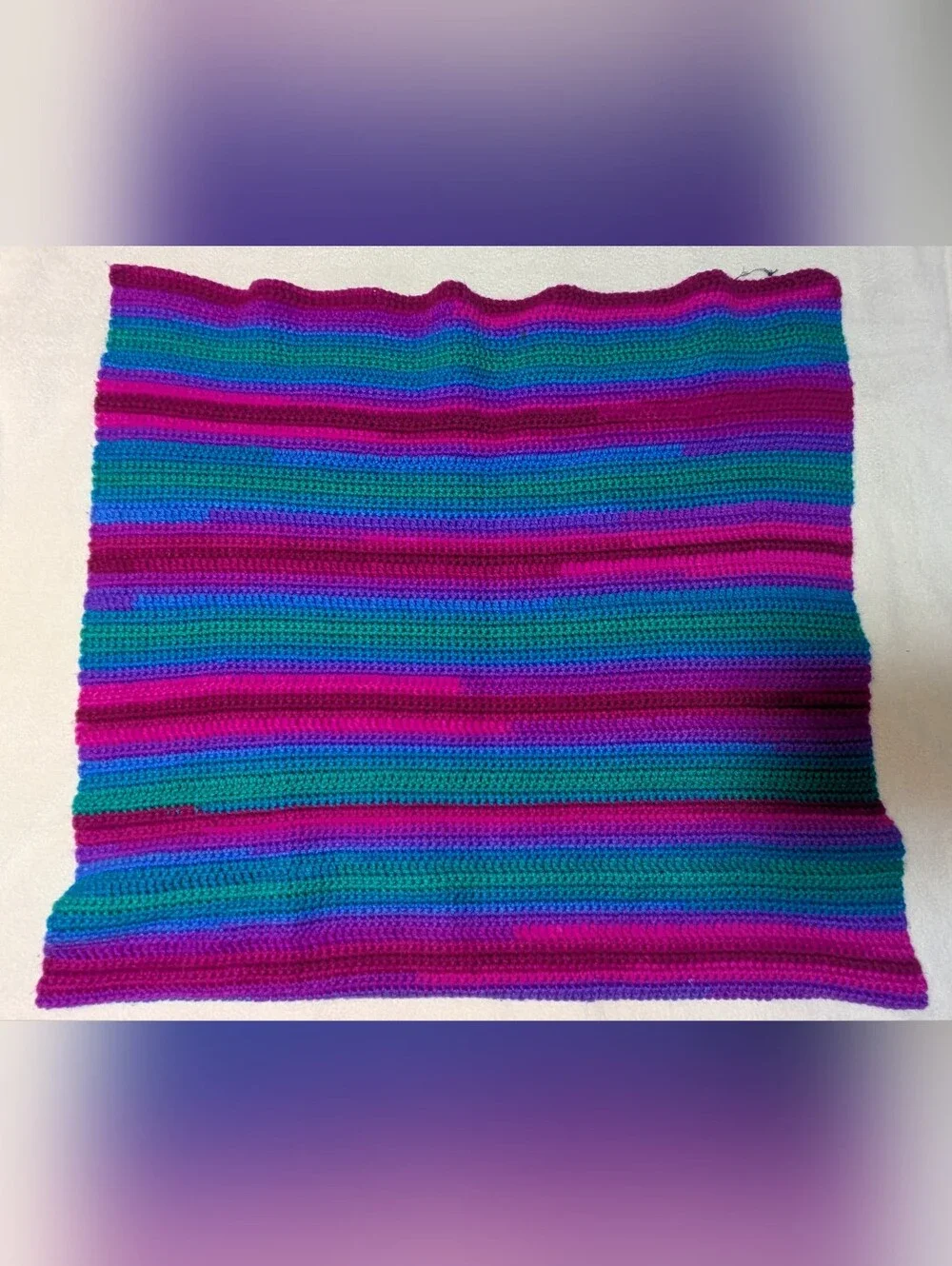 Handmade Jewel Tone Crochet Lap Blanket